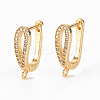 Brass Micro Pave Clear Cubic Zirconia Hoop Earring Findings with Latch Back Closure ZIRC-S068-008-NF-1