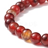 Natural Agate Round Beaded Stretch Bracelet BJEW-JB08614-02-4