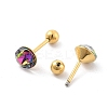 Ion Plating(IP) 2 Pairs 2 Colors Real 14K Gold Plated 304 Stainless Steel Rhinestone Stud Earrings EJEW-P258-08G-3