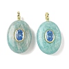 Natural Amazonite & Cubic Zirconia Pendants G-Z076-01G-18-1