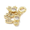 Brass Micro Pave Clear Cubic Zirconia European Dangle Charms KK-K368-30G-2