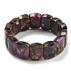 Synthetic Rectangle Gold Clinquant Stone Stretch Bracekets G-P549-01C-2