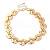 Iron & Alloy Flat Round Link Chain Necklaces for Women NJEW-U046-04G-2