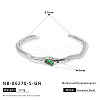 304 Stainless Steel Micro Pave Green Cubic Zirconia Cuff Bangles for Women WG3B407-06-1