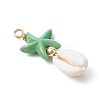 Starfish Dyed Synthetic Turquoise & Natural Cowrie Shell Pendants PALLOY-JF03553-4