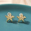 Starfish Brass Micro Pave Clear Cubic Zirconia Stud Earrings EJEW-Z152-03G-2