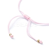 Glass Pearl & Seed Column with Heart Link Bracelet BJEW-MZ00028-01-5
