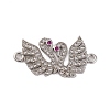 Rack Plating Brass Micro Pave Cubic Zirconia Couple Swan Connector Charms KK-Z070-13P-1