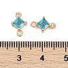 Brass Pave Glass Rhombus Links Connector Charms GLAA-Q088-001C-3