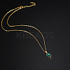 Glass Rectangle Pendant Necklace with Golden Stainless Steel Chains LS-ZR6442-3