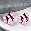 Heart Acrylic Printed Stud Earrings for Women EJEW-G418-01A-2