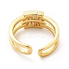 Cubic Zirconia Rectangle Open Cuff Ring KK-H439-29G-3