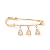 Clear Cubic Zirconia Teardrop Charms Safety Pin Brooch JEWB-BR00084-2