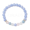 Round Natural Mixed Gemstone Beads & Brass Rhinestone Spacer Beads Stretch Bracelets for Women BJEW-JB12707-2