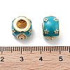 Eye & Star Pattern Rack Plating Brass Micro Pave Cubic Zirconia European Beads with Enamel KK-G512-01G-4