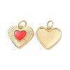Heart Brass Enamel Pendants X-KK-G435-07G-01-1