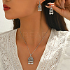Ethnic Style Brass & Imitation Pearl Stud Earrings & Pendant Necklaces Sets for Women GM8263-4