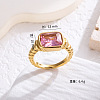 Rectangle 304 Stainless Steel Micro Pave Cubic Zirconia Finger Rings FS-WG7A2B7-15-1