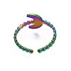 304 Stainless Steel Crescent Moon Cuff Ring RJEW-N038-107-3