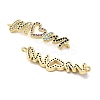 Mother's Day Brass Micro Pave Cubic Zirconia Word Mom Connector Charms KK-M324-01A-G-2