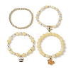 4Pcs 4 Style Natural Topaz Jade & Shell Pearl Stretch Bracelets Set BJEW-JB10049-4