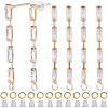 6Pcs Brass Pave Clear Cubic Zirconia Rectangle Tassel Stud Earring Findings DIY-CN0002-77-1