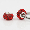 Large Hole Rondelle Resin Pave Grade A Rhinestone European Beads CPDL-H001-12x9mm-19-1