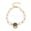 Rack Plating Brass Micro Pave Cubic Zirconia Charm Bracelets BJEW-P341-14G-1