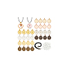 DIY Waxed Cotton Cord & Round Alloy Pendant Cabochon Settings Necklace Jewelry Making Kits DIY-GA0007-01-7