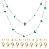 3m Natural Synthetic Turquoise Chips & ABS Plastic Imitation Pearl Beaded Chains Necklace Making Kits CHC-TA0001-30C-1