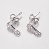 Brass Micro Pave Cubic Zirconia Stud Earring Findings ZIRC-G122-59P-RS-1