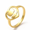 Ion Plating(IP) 304 Stainless Steel Heart with Flower Adjustable Ring for Women LS-RJEW-B027-30G-1