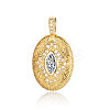 Brass Micro Pave Clear Cubic Zirconia Pendants ZIRC-OY001-05G-1