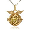 Golden Tone Brass Hollow Round Cage Pendants KK-J230-08G-1