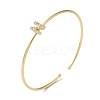 Rack Plating Brass Micro Pave Clear Cubic Zirconia Letter Open Cuff Bangles BJEW-A018-01G-N-1