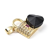 Real 18K Gold Plated Rack Plating Brass Micro Pave Clear Cubic Zirconia Pendants KK-C015-17G-14-2