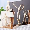 2Pcs 2 Style Unfinished Wooden Pine Movable Joint Family Model DIY-OC0008-36-6
