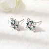Rhombus Brass Micro Pave Cubic Zirconia Stud Earrings EJEW-L306-02P-2