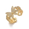 Brass Micro Pave Clear Cubic Zirconia Cuff Rings for Women RJEW-U041-02G-4