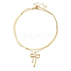 304 Stainless Steel Bowknot Pendant Double Layer Necklaces for Women NJEW-Z108-01G-4