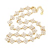 Rack Plating Brass Pave Clear Cubic Zirconia Flower Link Chain Necklaces NJEW-Q345-03G-03-1