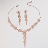 Ear of Wheat Alloy Crystal Rhinestone Pendant Necklaces & Stud Dangle Earrings Sets FS-WGD4E70-02-1