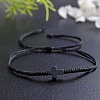 Synthetic Stone Cross Braided Cord Adjustable Bracelets CC2534-1-3