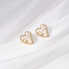 Heart Brass Clear Cubic Zirconia Stud Earrings LS-ZD0180-2