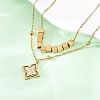 304 Stainless Steel Crystal Rhinestone Flower Pendant Double Layer Necklaces NJEW-R026-07G-3