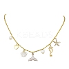 Marine Theme Alloy Enamel Pendant Necklaces NJEW-JN04818-3