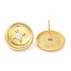 Rack Plating Brass with Cubic Zirconia Flat Round Stud Earrings EJEW-G382-25G-1