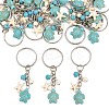 20Pcs Turtle with Starfish Synthetic Turquoise Pendant Keychains KEYC-CP0001-47A-1