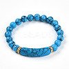 Synthetic Bklue Turquoise Beads Stretch Bracelets BJEW-T022-04J-2