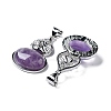 Natural Amethyst Oval Pendants G-A093-02P-02-2